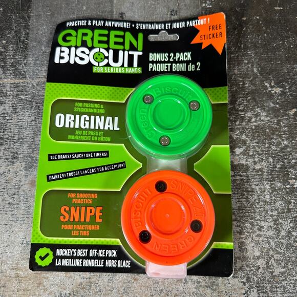 Green Biscuit Hockey Puck 2-Pack, Original, Off Ice Hockey Puck/Snipe, NEW - Picture 4 of 4